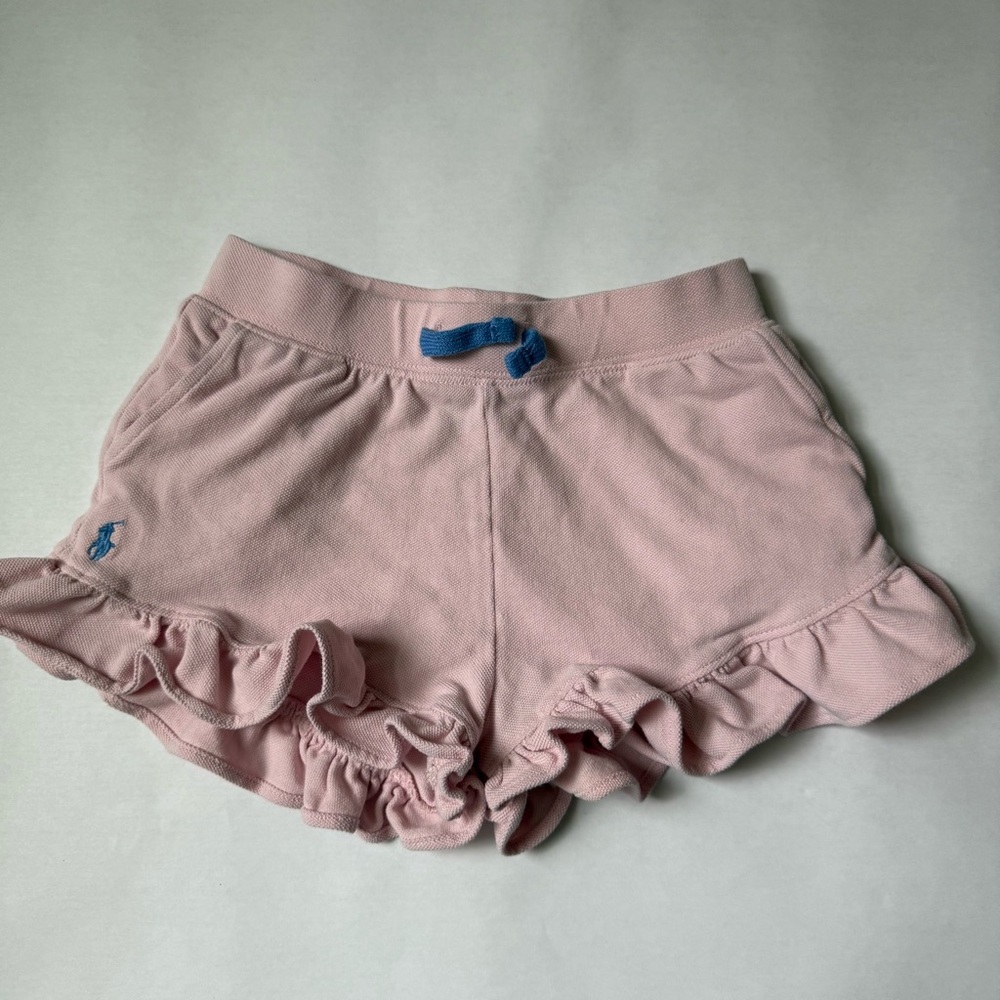 Girl’s Pink Ruffle Shorts with Blue accents
